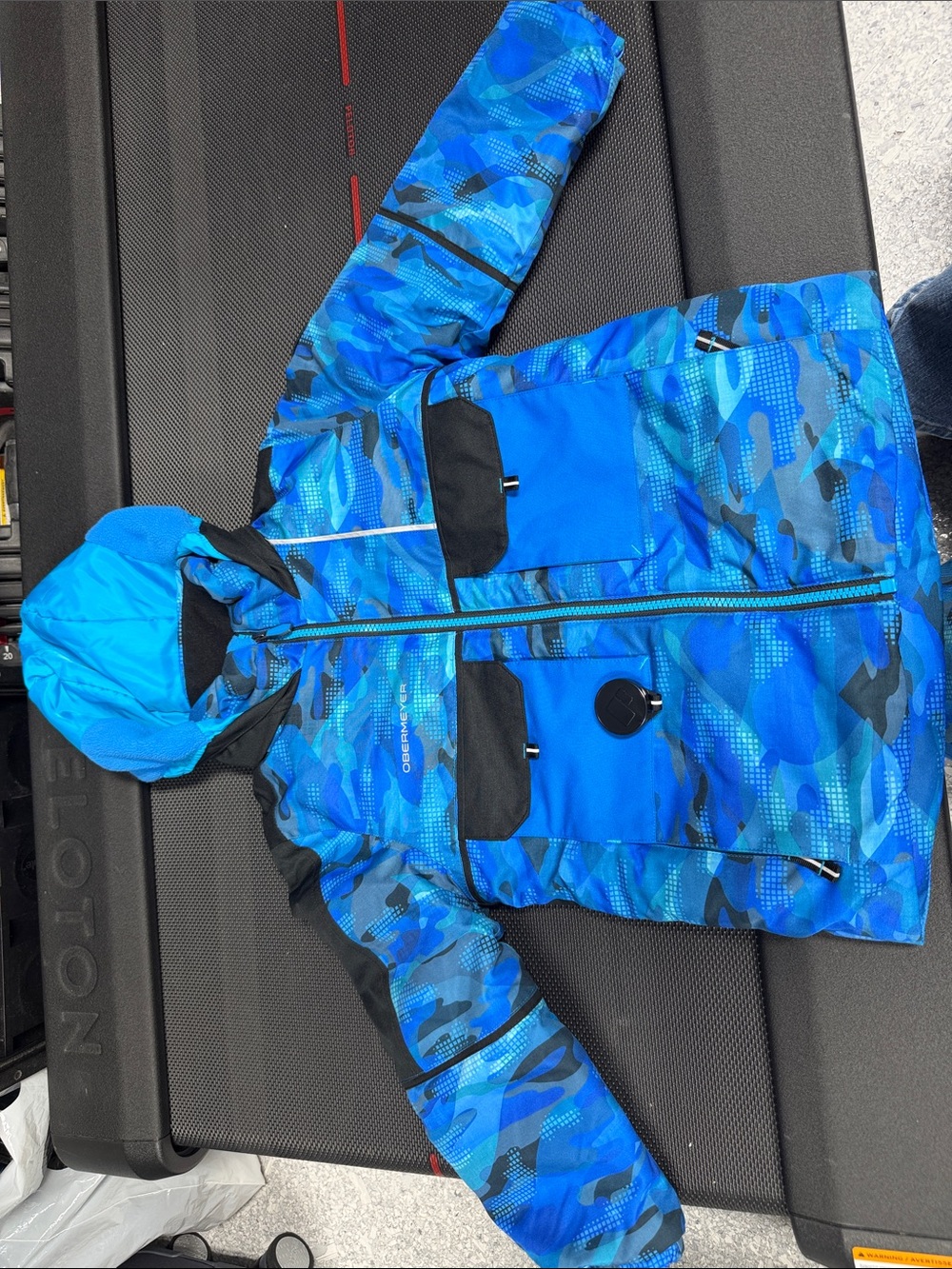 Obermeyer Blue Camo Kids Raincoat with Hood